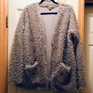 Gray Chinchilla Open Cardigan NWT